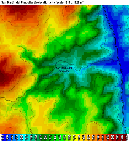 San Martín del Pimpollar elevation map