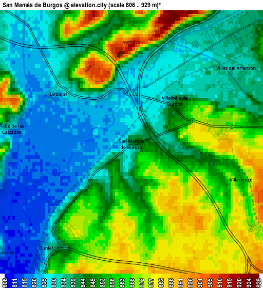 San Mamés de Burgos elevation map