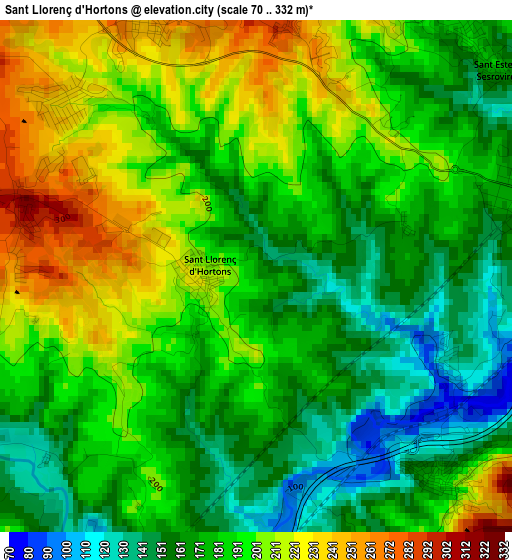 Sant Llorenç d'Hortons elevation map