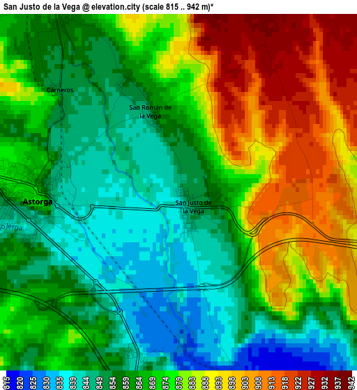 San Justo de la Vega elevation map