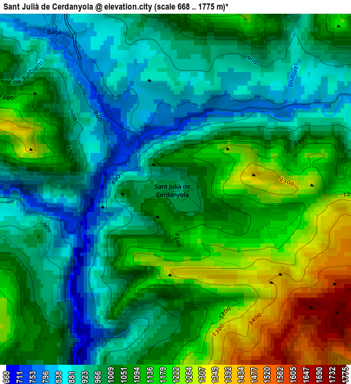 Sant Julià de Cerdanyola elevation map