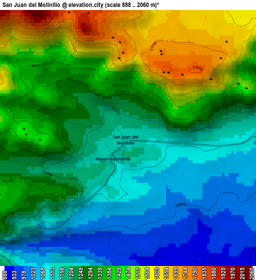 San Juan del Molinillo elevation map