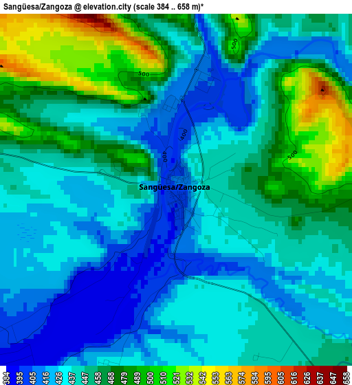 Sangüesa/Zangoza elevation map