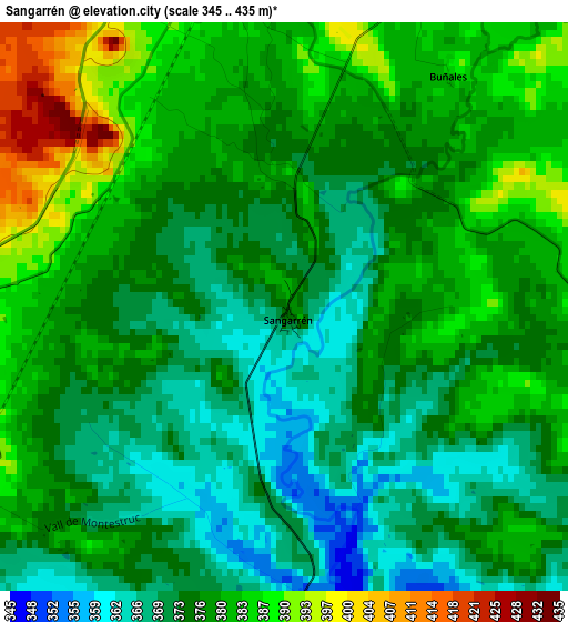 Sangarrén elevation map