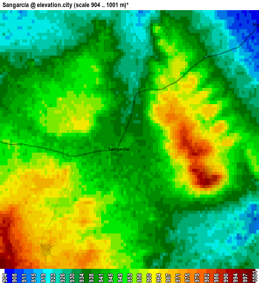 Sangarcía elevation map