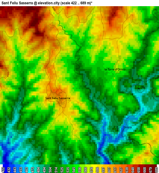 Sant Feliu Sasserra elevation map