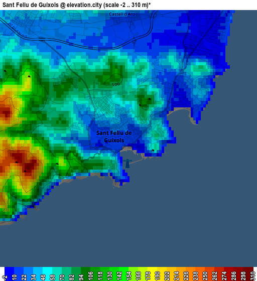 Sant Feliu de Guíxols elevation map