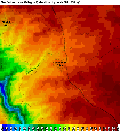 San Felices de los Gallegos elevation map