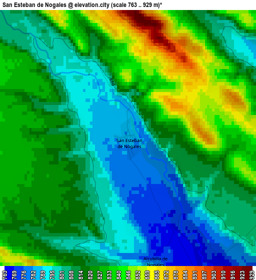 San Esteban de Nogales elevation map