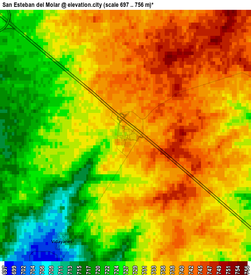 San Esteban del Molar elevation map