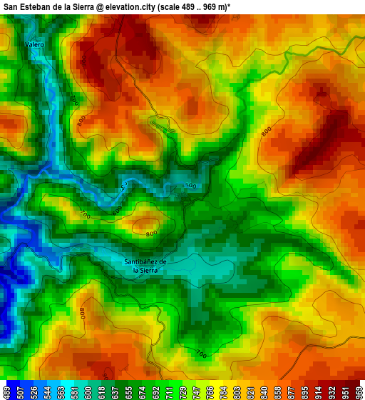 San Esteban de la Sierra elevation map