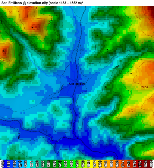 San Emiliano elevation map