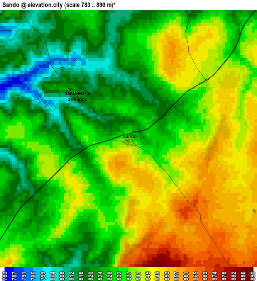 Sando elevation map