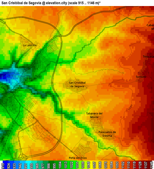 San Cristóbal de Segovia elevation map