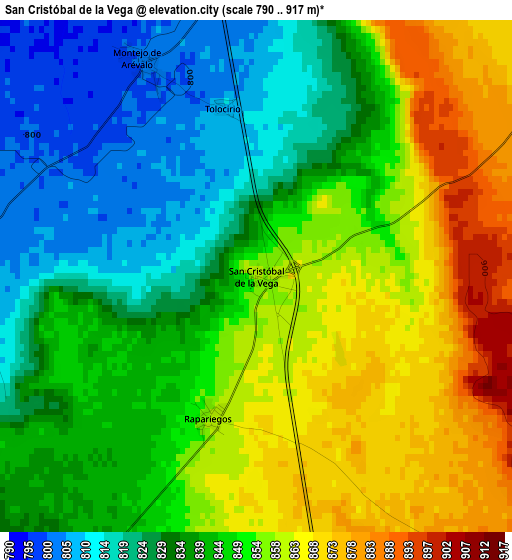 San Cristóbal de la Vega elevation map