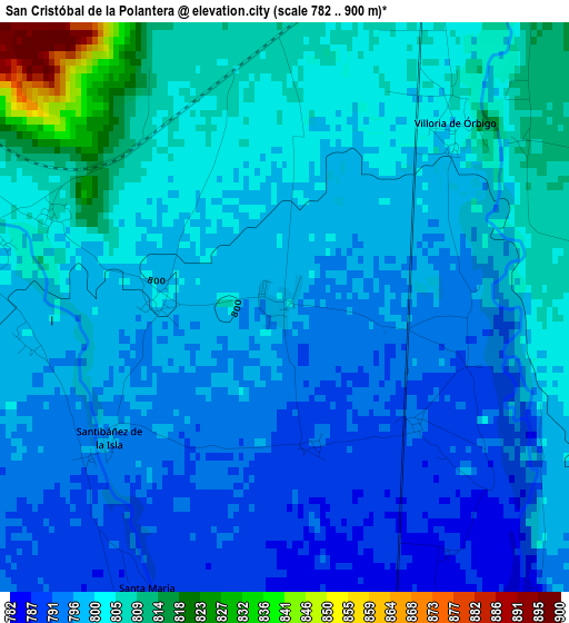 San Cristóbal de la Polantera elevation map