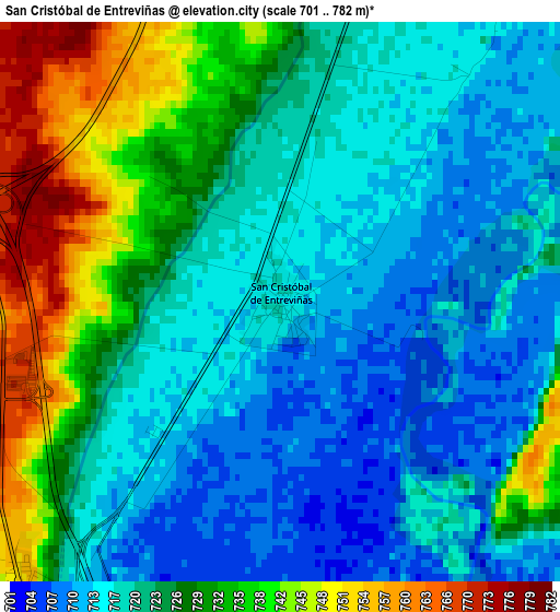 San Cristóbal de Entreviñas elevation map