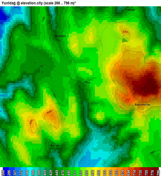 Yuntdağ elevation map