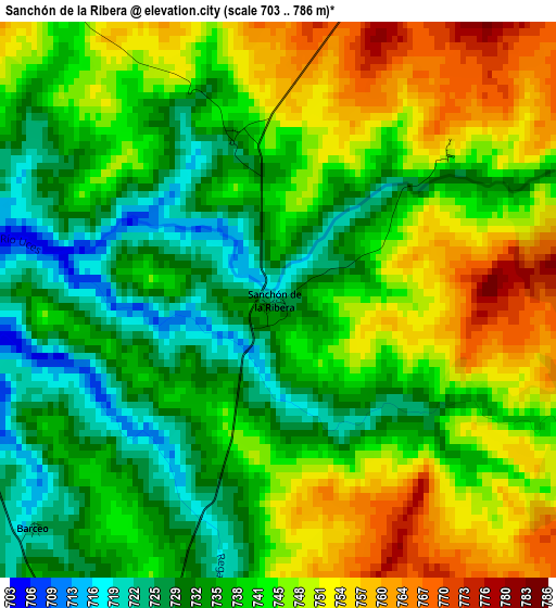 Sanchón de la Ribera elevation map