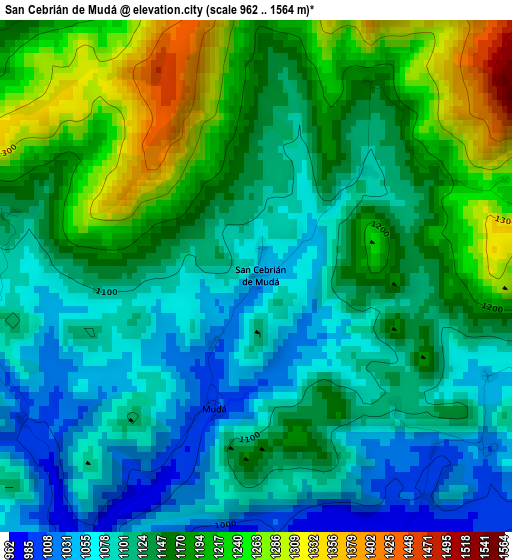 San Cebrián de Mudá elevation map