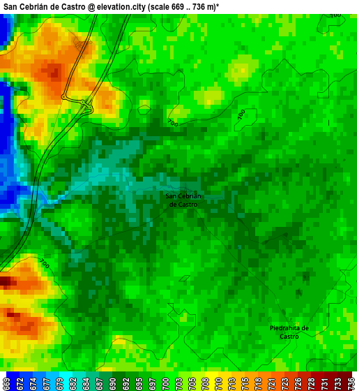 San Cebrián de Castro elevation map