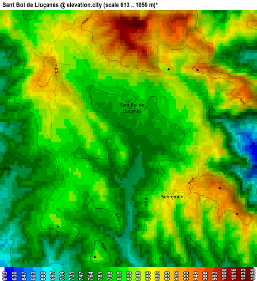 Sant Boi de Lluçanès elevation map