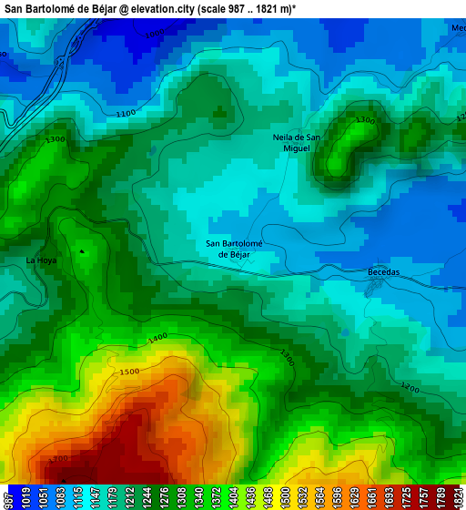 San Bartolomé de Béjar elevation map