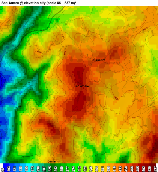 San Amaro elevation map