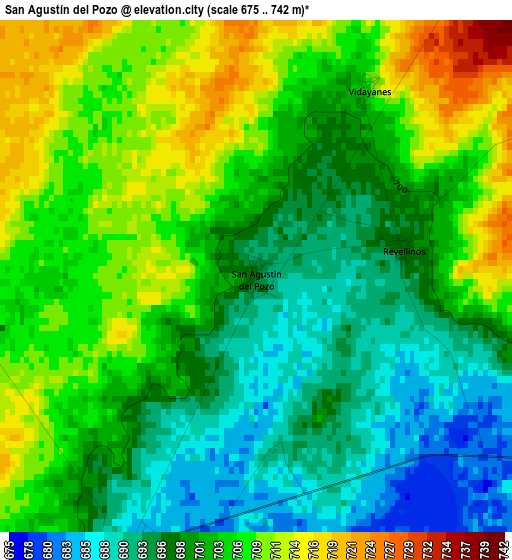 San Agustín del Pozo elevation map