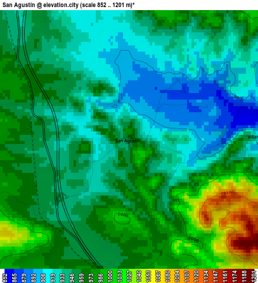 San Agustín elevation map