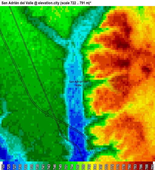 San Adrián del Valle elevation map