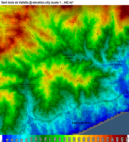 Sant Iscle de Vallalta elevation map