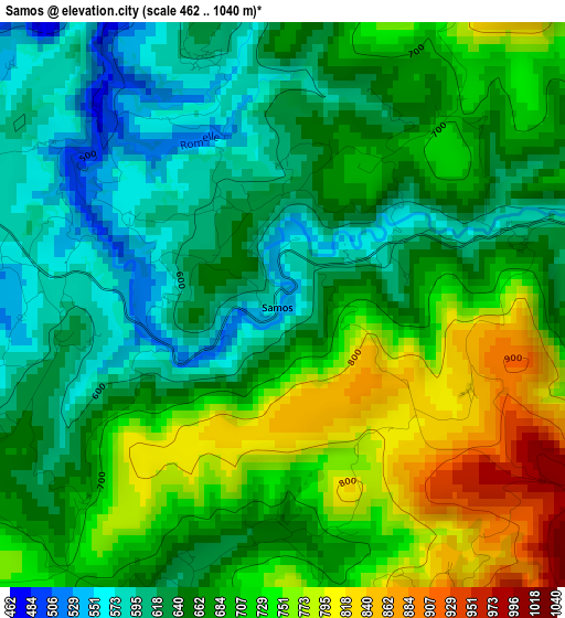 Samos elevation map