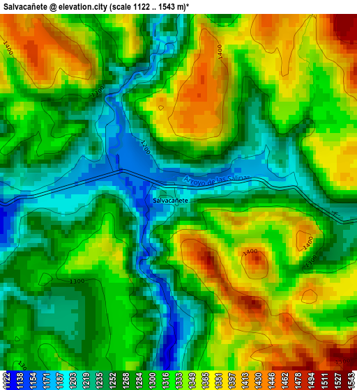 Salvacañete elevation map