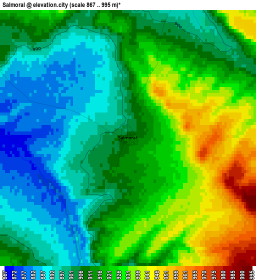 Salmoral elevation map