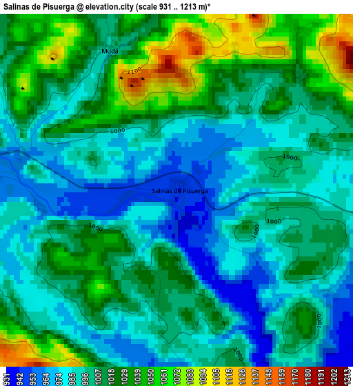 Salinas de Pisuerga elevation map