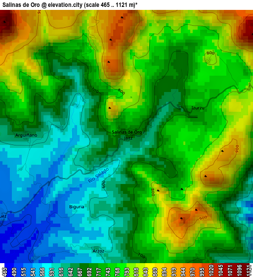 Salinas de Oro elevation map