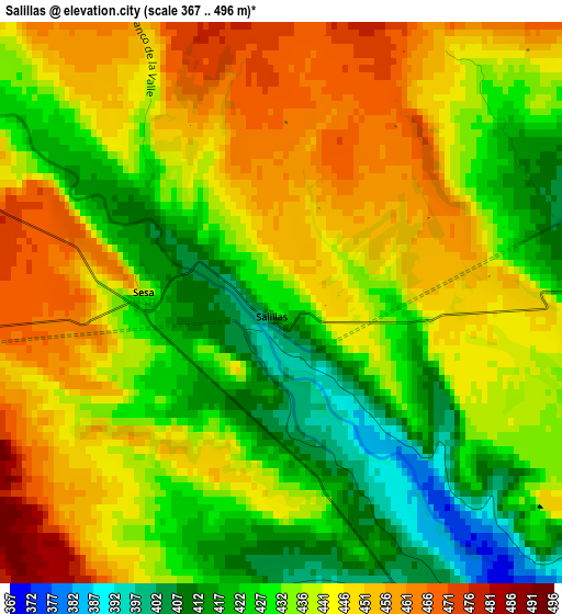 Salillas elevation map