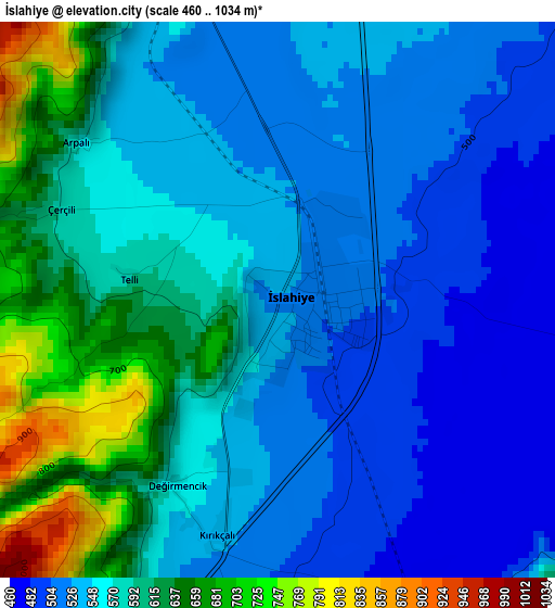 İslahiye elevation map