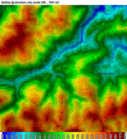 Saldías elevation map