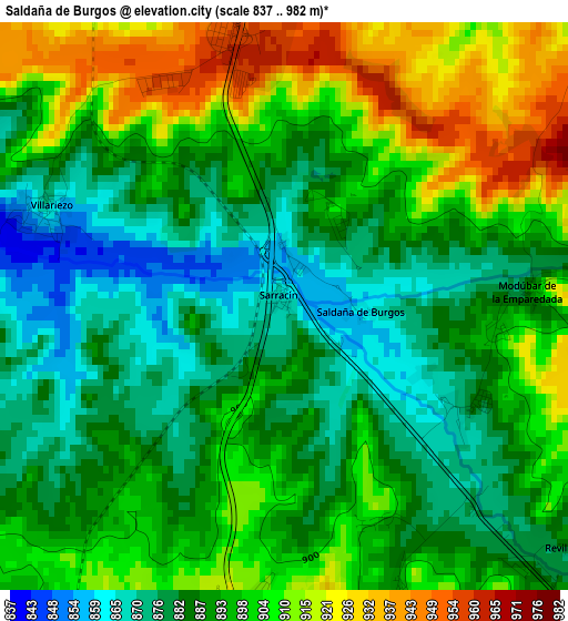Saldaña de Burgos elevation map