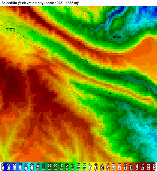 Salcedillo elevation map