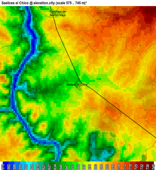 Saelices el Chico elevation map