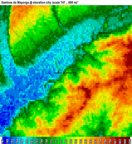 Saelices de Mayorga elevation map