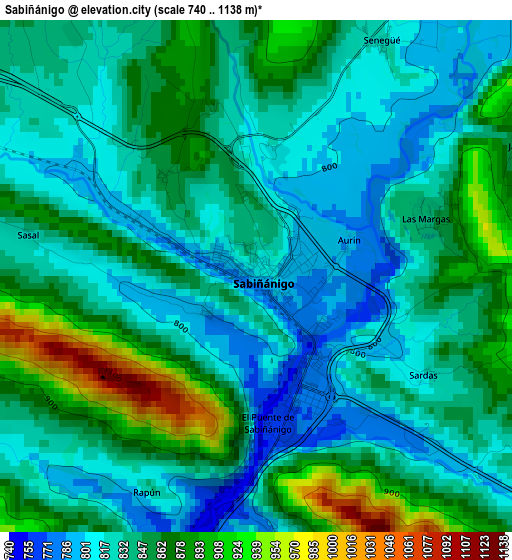 Sabiñánigo elevation map