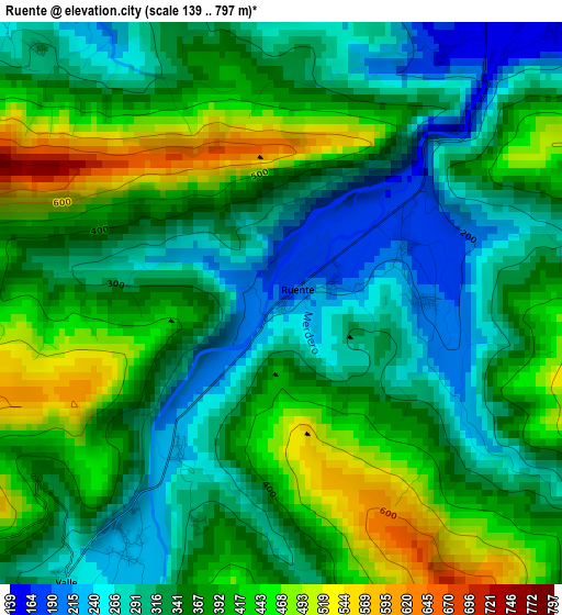 Ruente elevation map