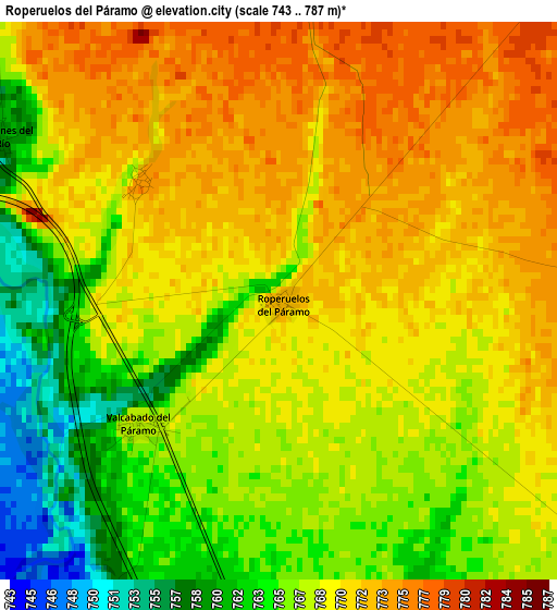 Roperuelos del Páramo elevation map