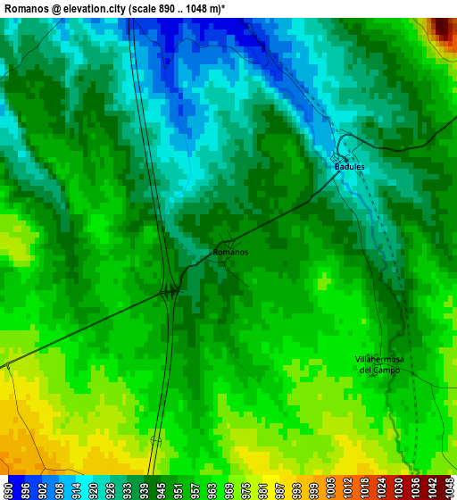 Romanos elevation map