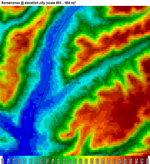 Romanones elevation map