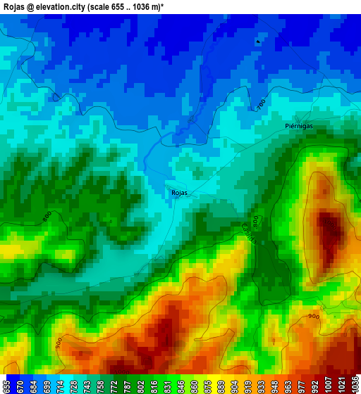 Rojas elevation map